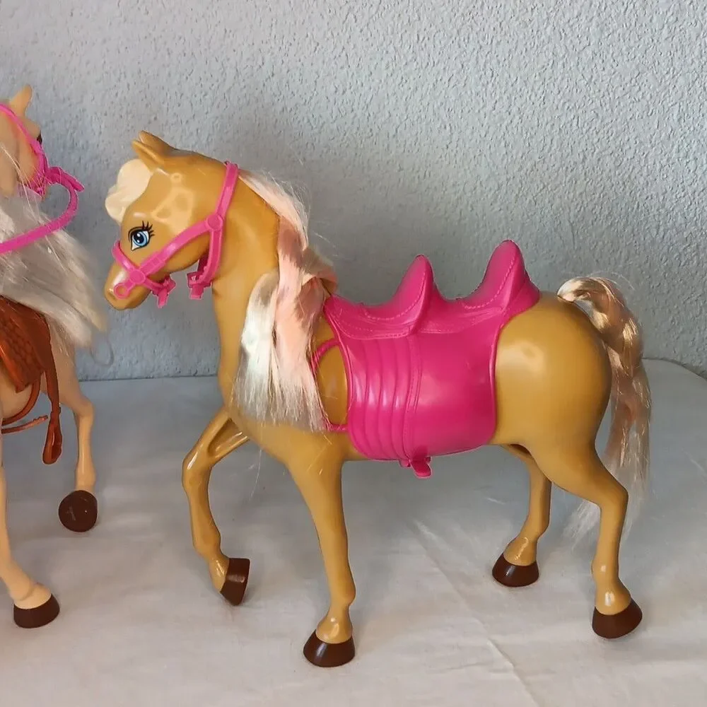 Barbie Horse Lot Pink Brown  Saddles Stable Replacement Brushable Hair